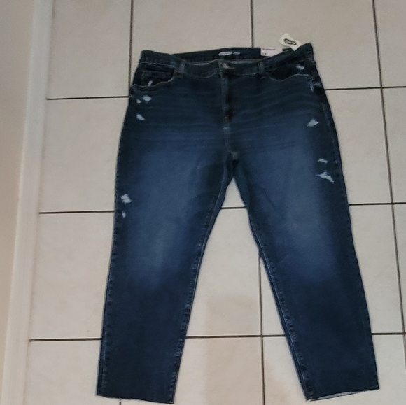 Old navy boy friend jeans raw hem 5 pockets designs sz14 mid rise distress - Picture 3 of 13